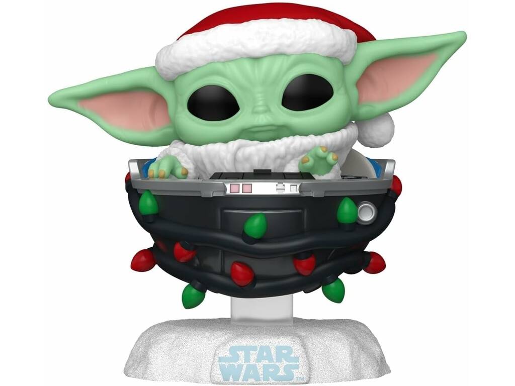 Funko Pop Star Wars Figura Grogu di Natale con testa oscillante e nave 80010