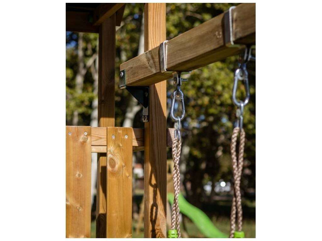Parco giochi Carlit L Tela con parete di arrampicata con doppia altalena Masgames MA700264