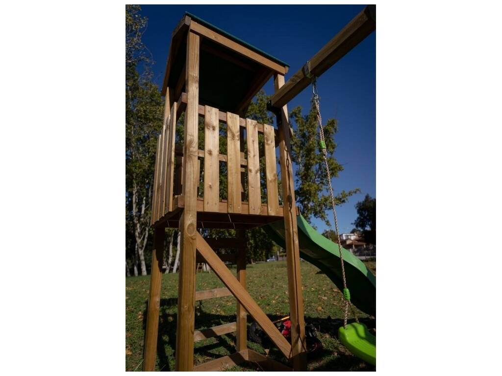 Parco giochi Carlit L Tela con parete di arrampicata con doppia altalena Masgames MA700264