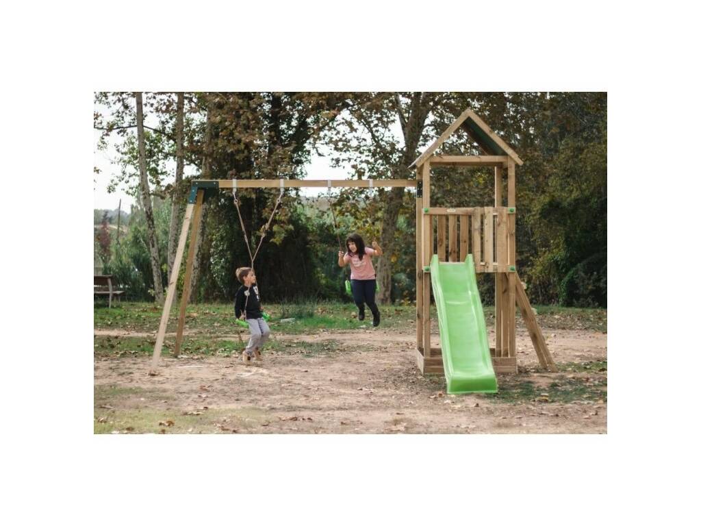 Tibidabo Lona L aire de jeux avec rampe d'escalade et balançoire double Masgames MA700213
