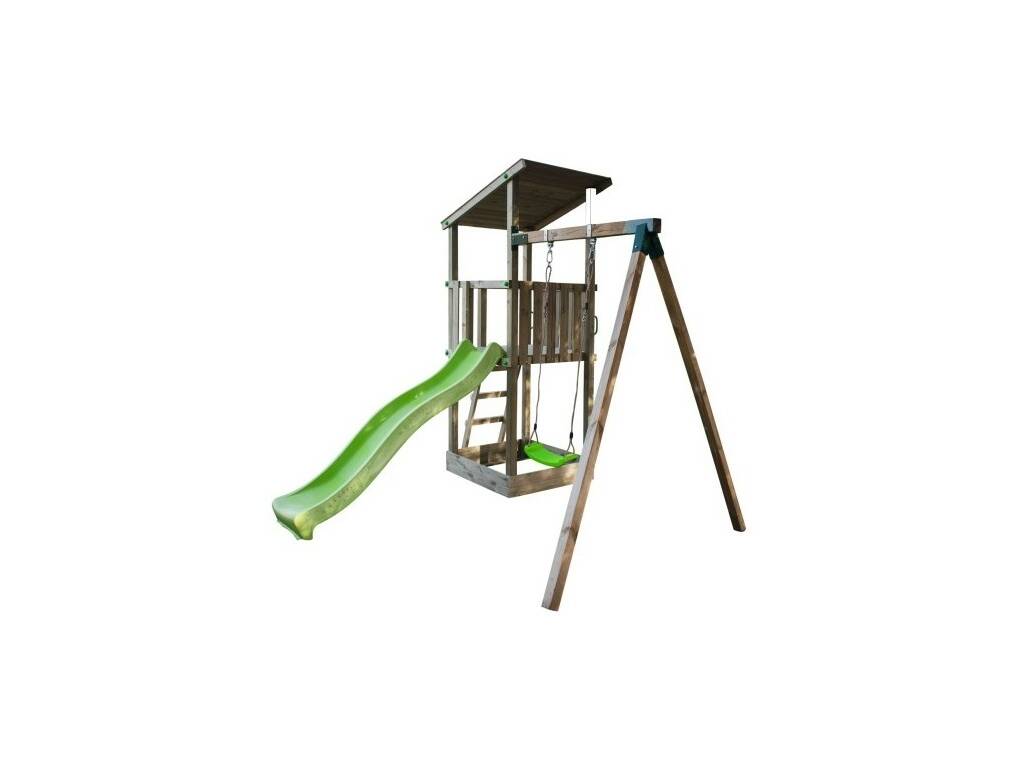 Tibidabo Lona L aire de jeux avec cabane et balançoire individuelle Masgames MA700228