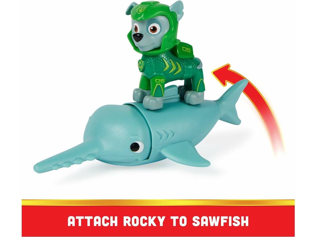 Paw Patrol Aqua Pups Figura Rocky e Pesce Spada Spin Master 6066145