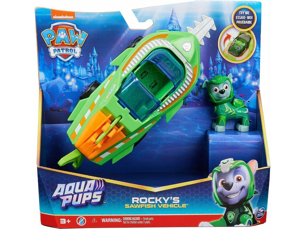 Aqua Pups Canine Patrol Rocky Figure avec véhicule Spin Master 6066142