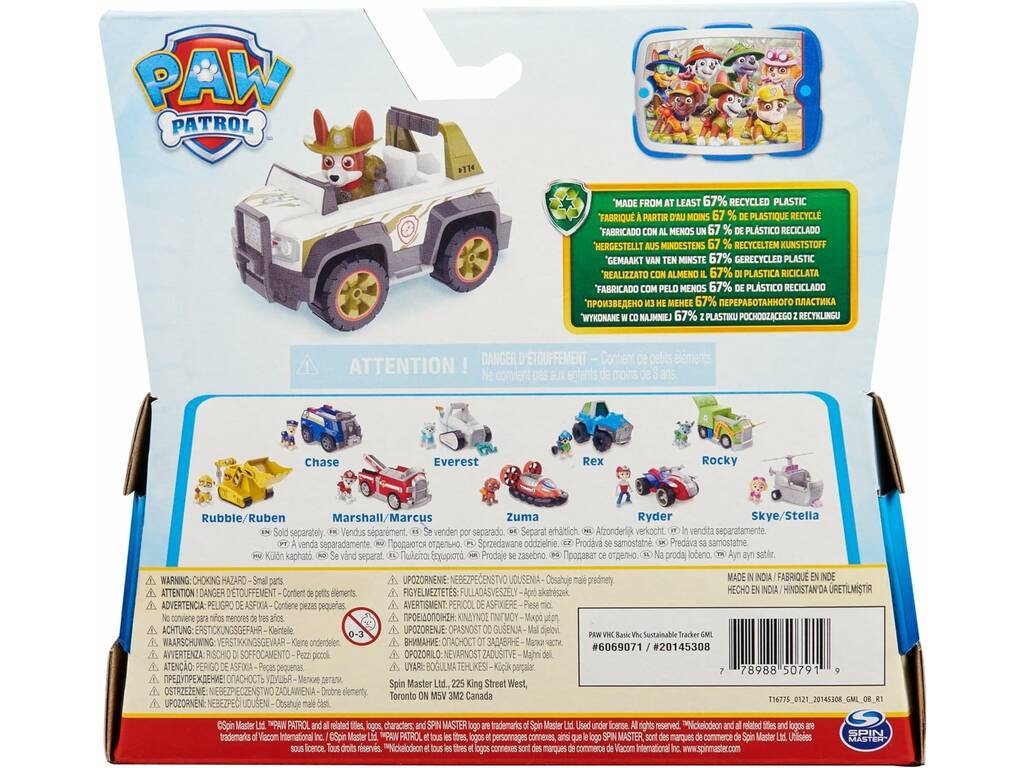 Paw Patrol Figure Canine Véhicule Trackler et Jungle Cruiser Spin Master 6069071
