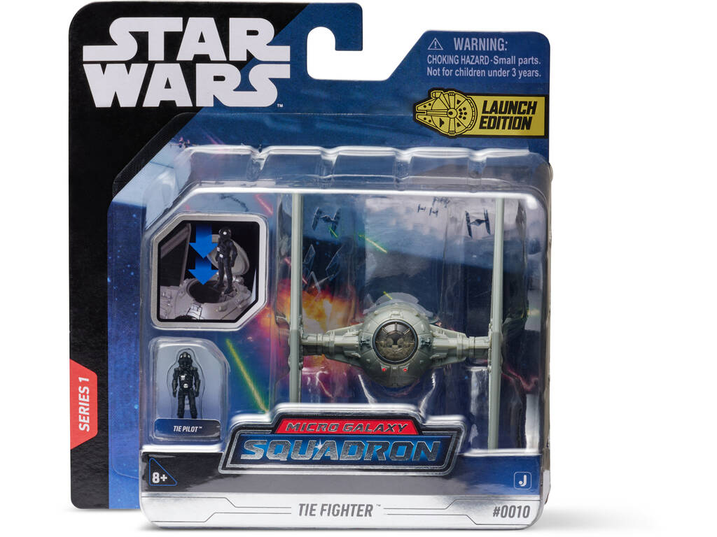 Star Wars Micro Galaxy Squadron Tie Fighter con figura Tie Pilot Bizak 62610004