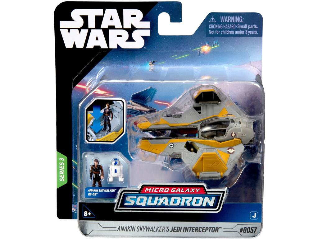 Star Wars Micro Galaxy Squadron Jedi Interceptor con Anakin Skywalker e R2-D2 Spin Master 62610035