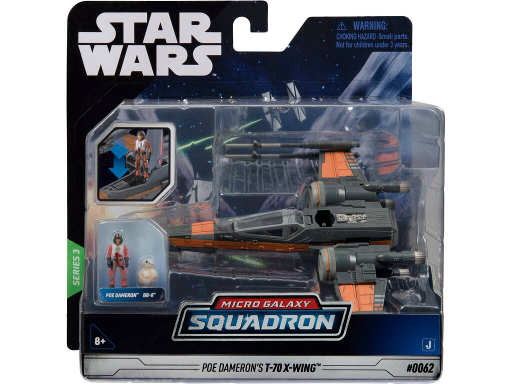 Star Wars Micro Galaxy Squadron T-70 X-Wing con figura di Poe Dameron e BB-8 Spin Master 62610040