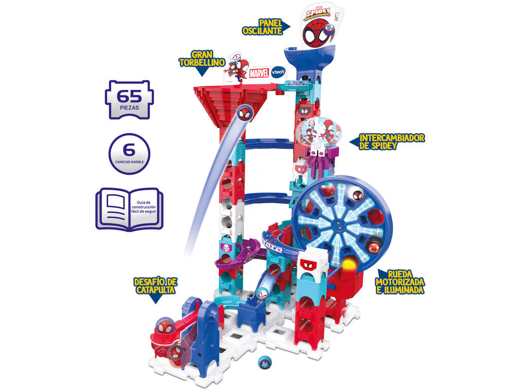 Marble Rush Spidey Circuito Biglie Interattivo Super Spin Challenge di Vtech 80-56171722