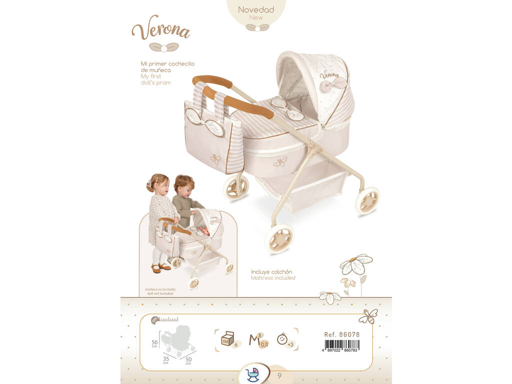 Mein erster Kinderwagen Puppenwagen Verona DeCuevas 86078