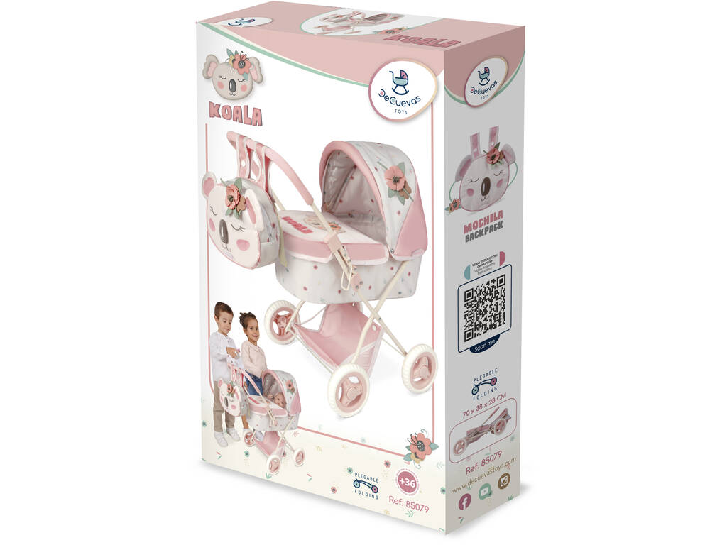 Chariot de poupée pliable Koala avec sac à dos DeCuevas 85079