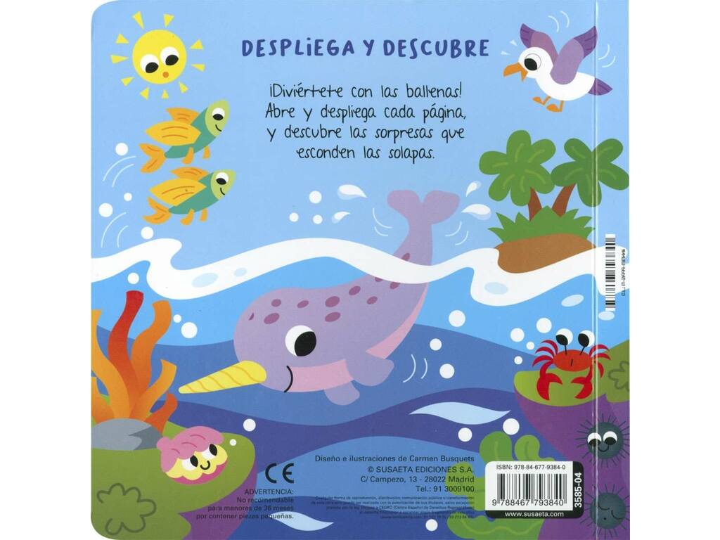 Libro apribile con balene con pop-up e alette