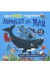 Livre de puzzles magnétiques sur les animaux de la mer avec 3 puzzles de 16 pièces