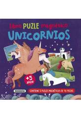 Livre de puzzles magnétiques Licornes avec 3 puzzles de 16 pièces