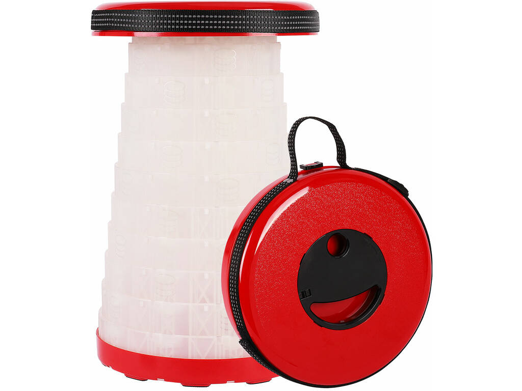 Banqueta Portátil Dobrável Vermelho com Luz
