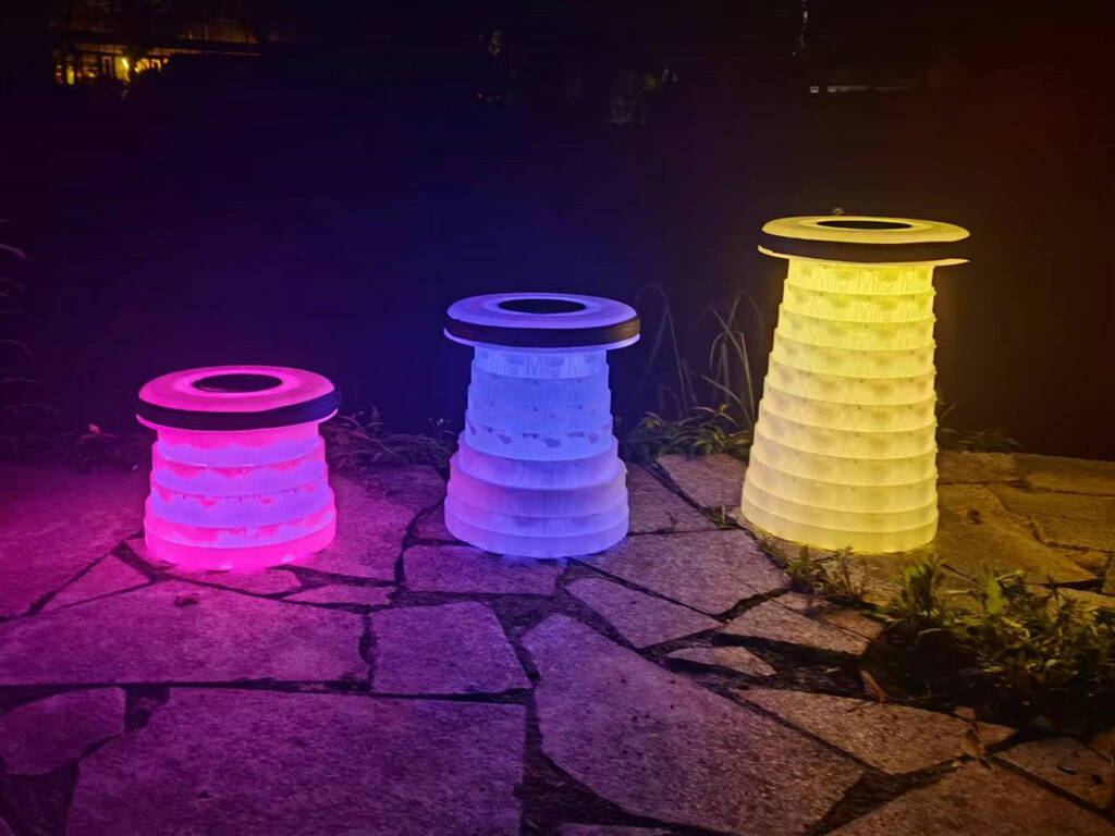 Banqueta Portátil Dobrável Vermelho com Luz