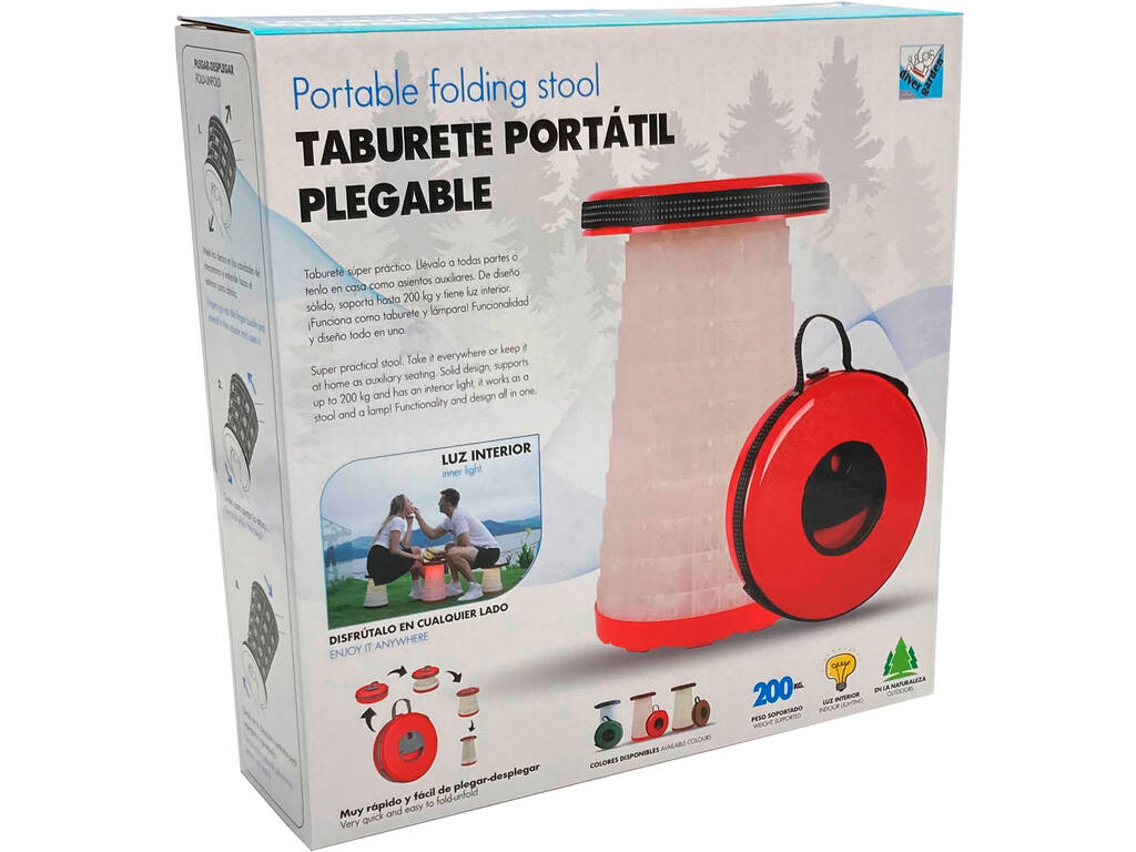 Sgabello portatile pieghevole marrone con luce