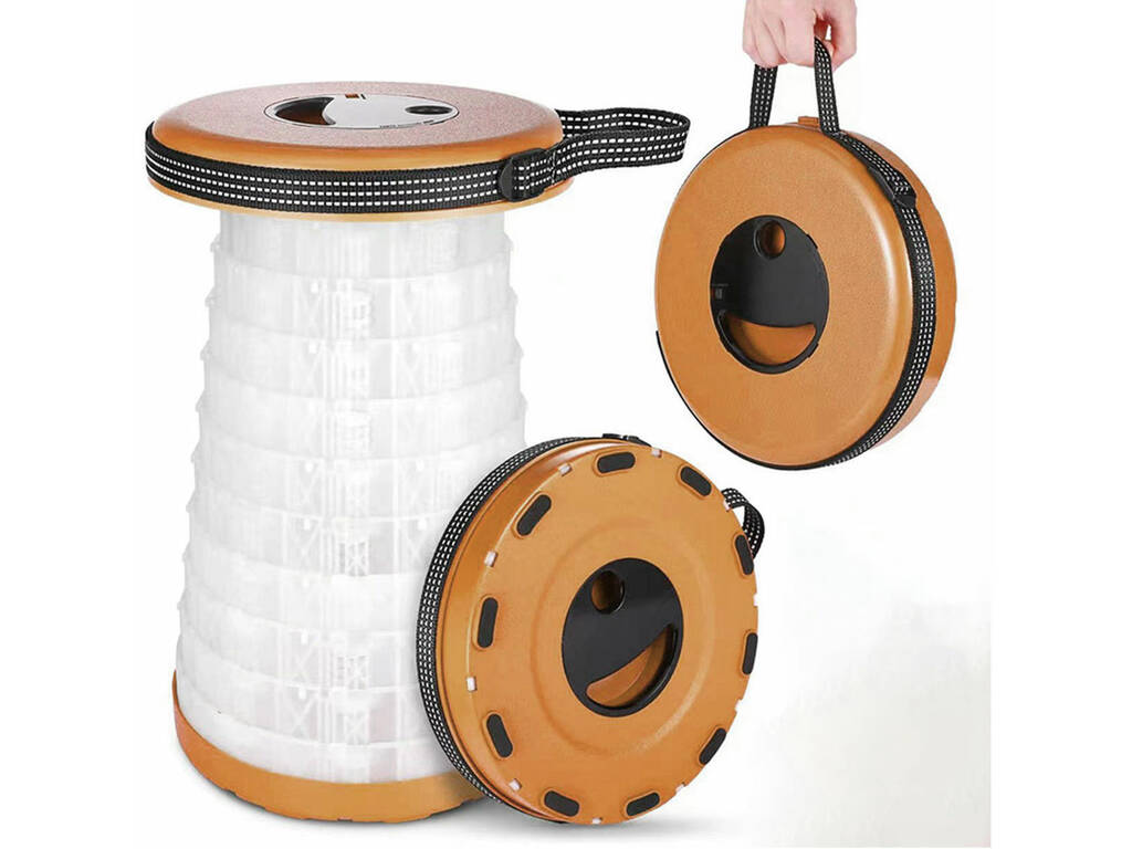 Sgabello portatile pieghevole marrone con luce