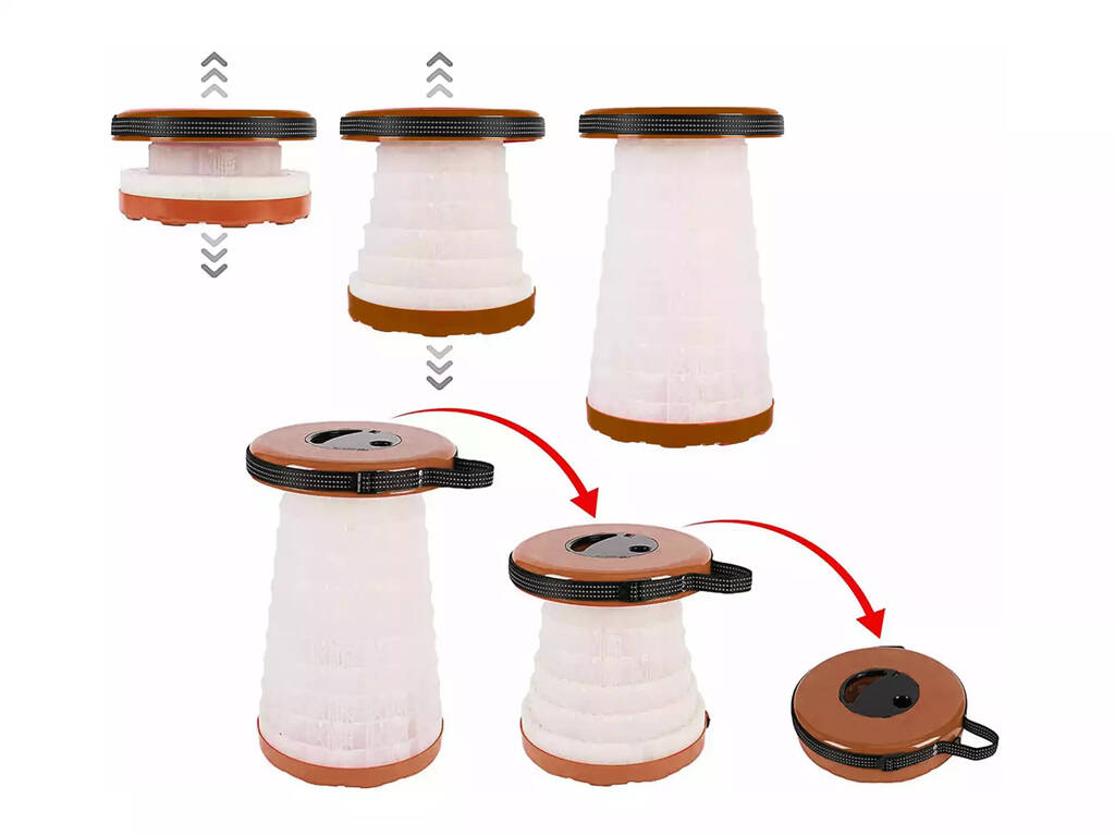 Sgabello portatile pieghevole marrone con luce