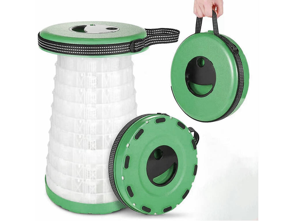 Sgabello portatile pieghevole verde con luce