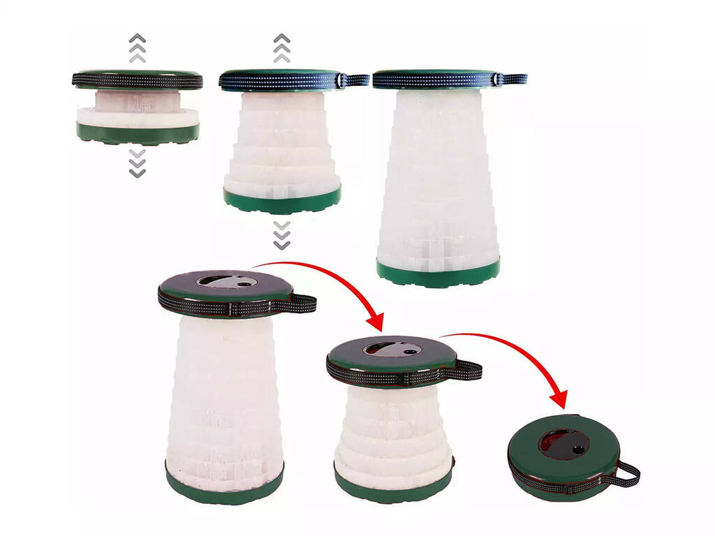 Sgabello portatile pieghevole verde con luce
