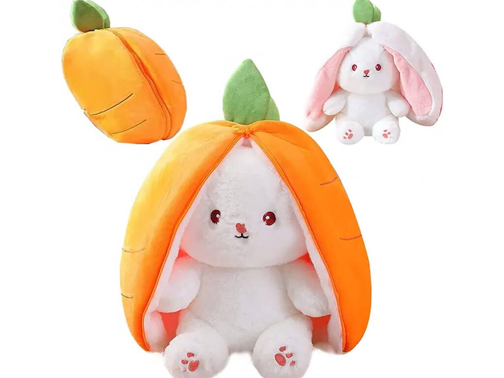 Peluche Réversible Lapin Carotte de 25 cm.
