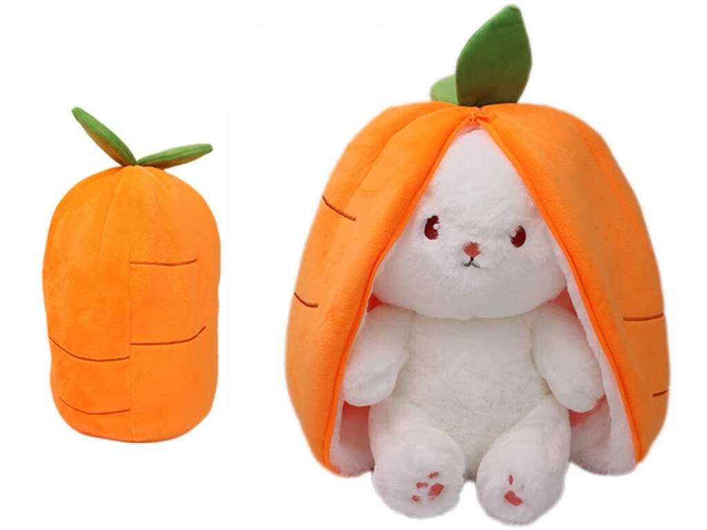 Peluche Réversible Lapin Carotte de 25 cm.