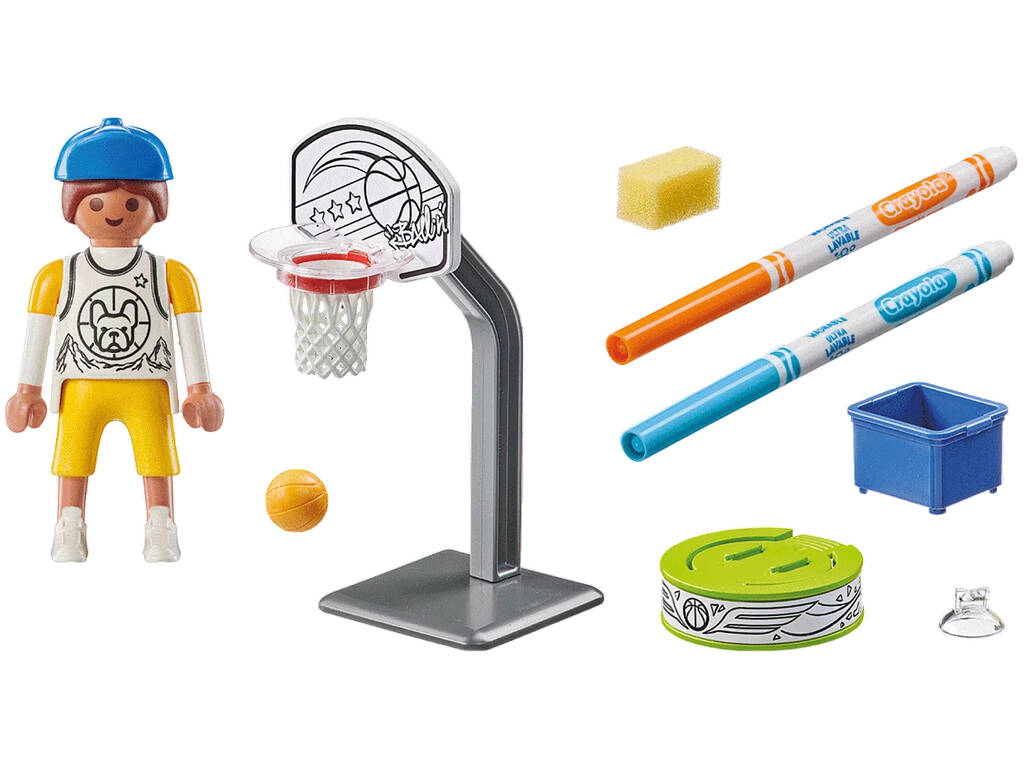 Playmobil Color Crayola Skateboarder avec ballon de basket