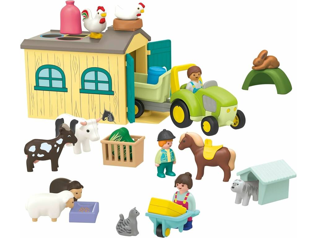 Playmobil Junior Aventura en la Granja con Tractor, Remolque y Animales 71656