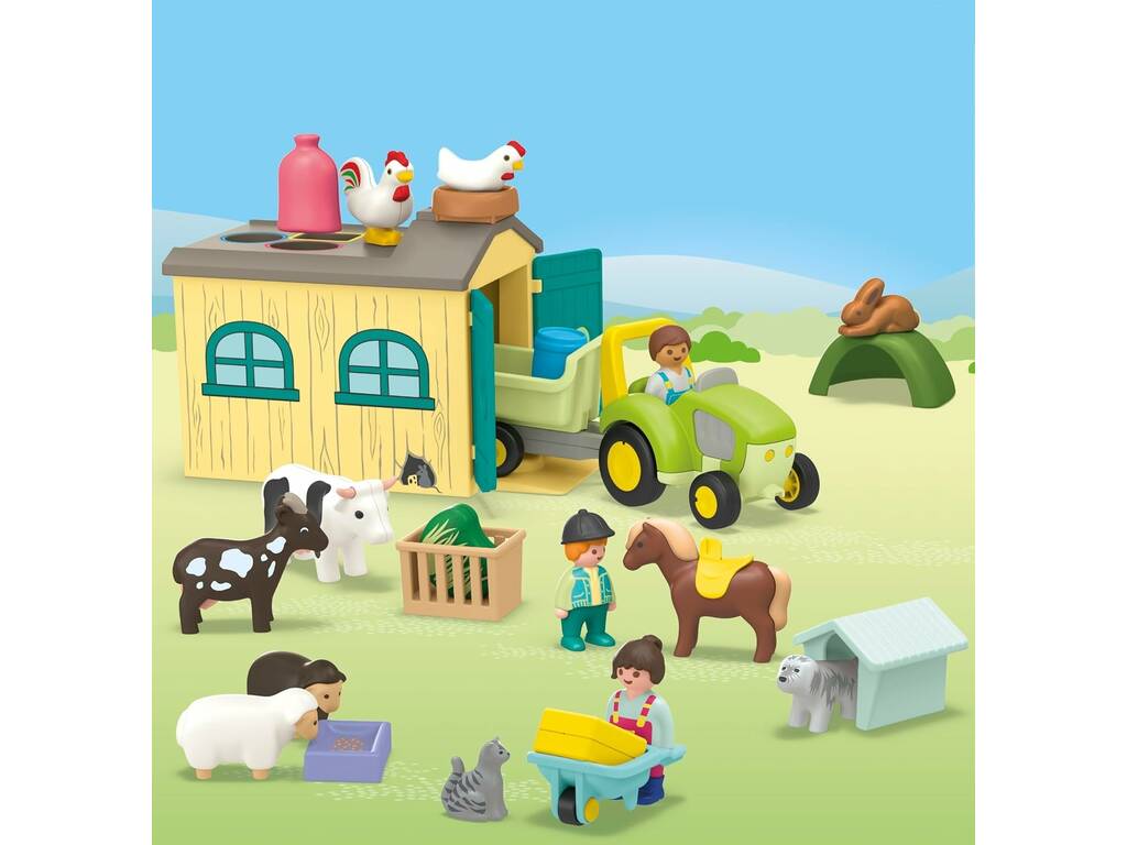 Playmobil Junior Aventura en la Granja con Tractor, Remolque y Animales 71656