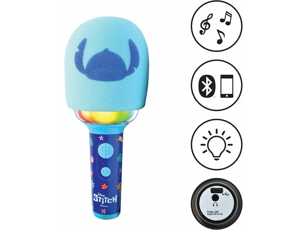 Stitch Microfono Karaoke Bluetooth con luce Lexibook MIC280D