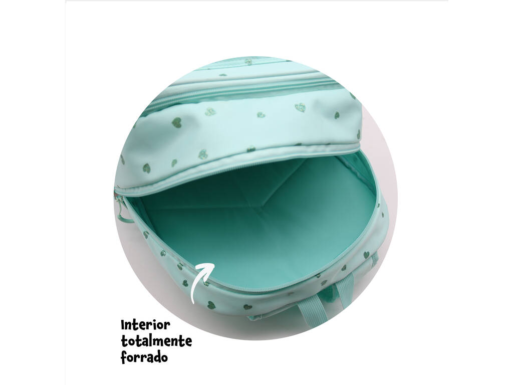 Blin Blin Cuori Menta Zaino doppio scompartimento adattabile al trolley di Toybags T434-1033