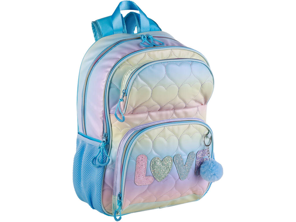 Blin Blin Love Doppelfach-Rucksack mit Pom-Pom-Accessoire von Toybags T434-1027