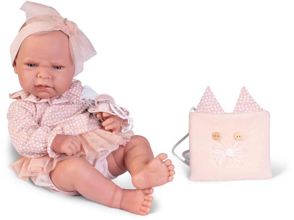 Neugebore Puppe Lea Katzenhandtasche 42 cm Antonio Juan 50403