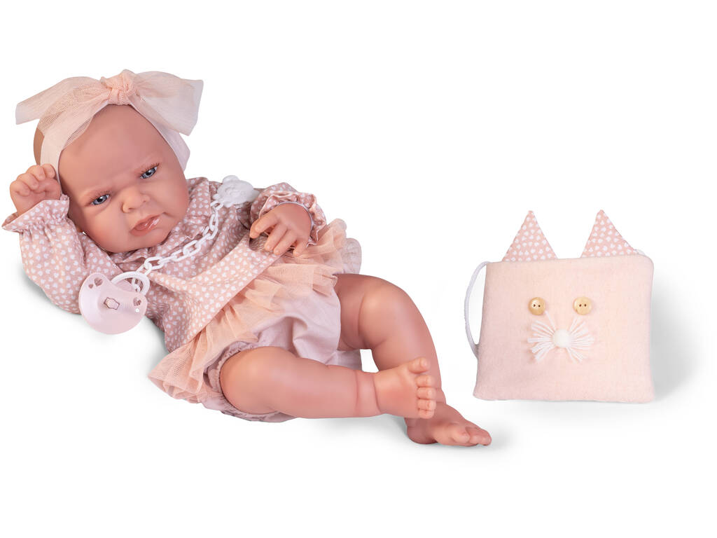 Neugebore Puppe Lea Katzenhandtasche 42 cm Antonio Juan 50403