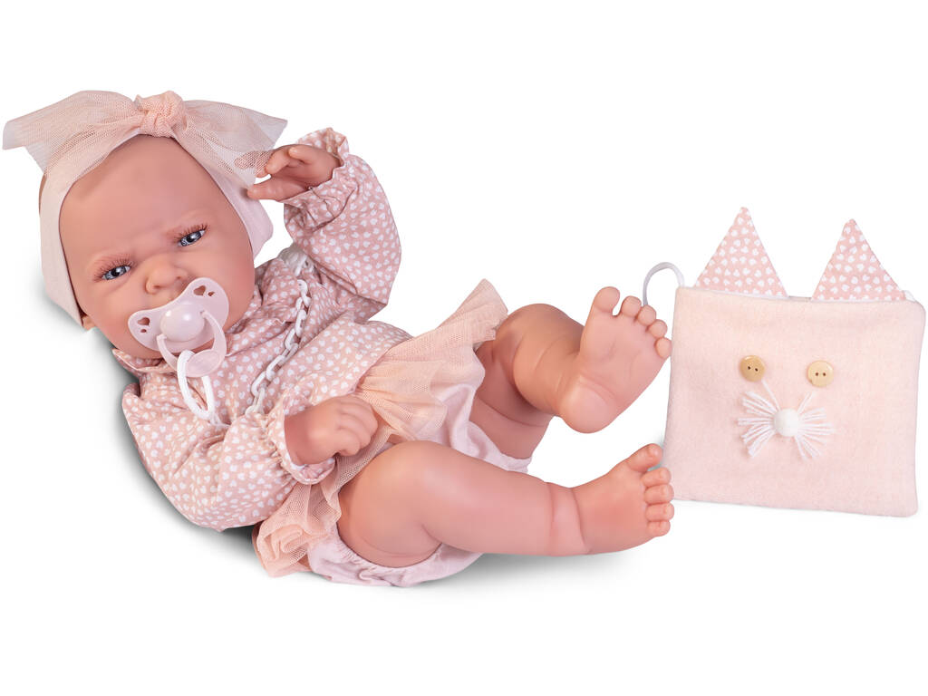 Neugebore Puppe Lea Katzenhandtasche 42 cm Antonio Juan 50403
