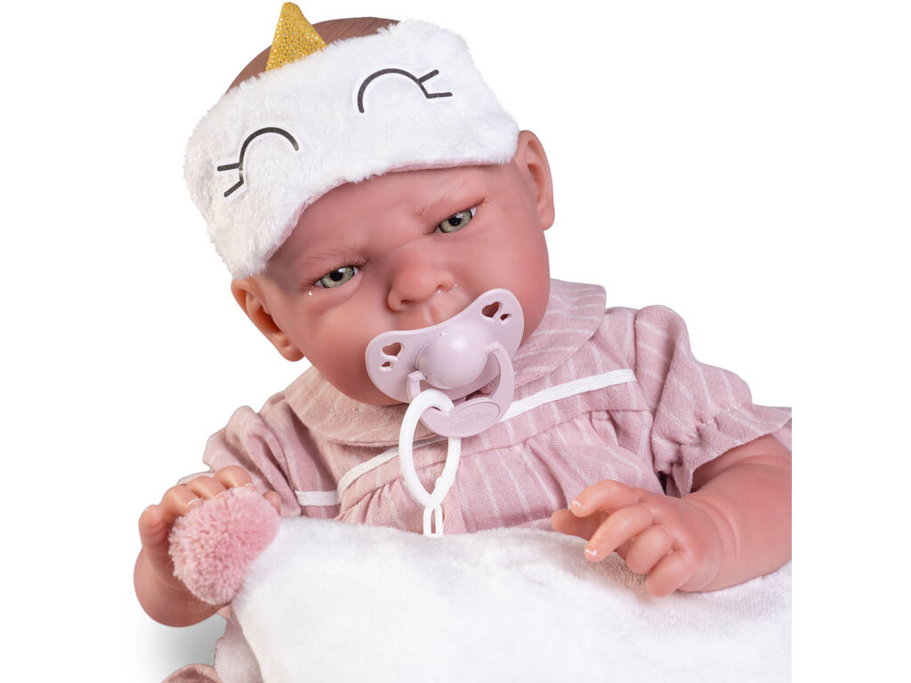 Bambola Bebè Sweet Reborn Lea da 42 con Pigiama e Maschera Antonio Juan 80323