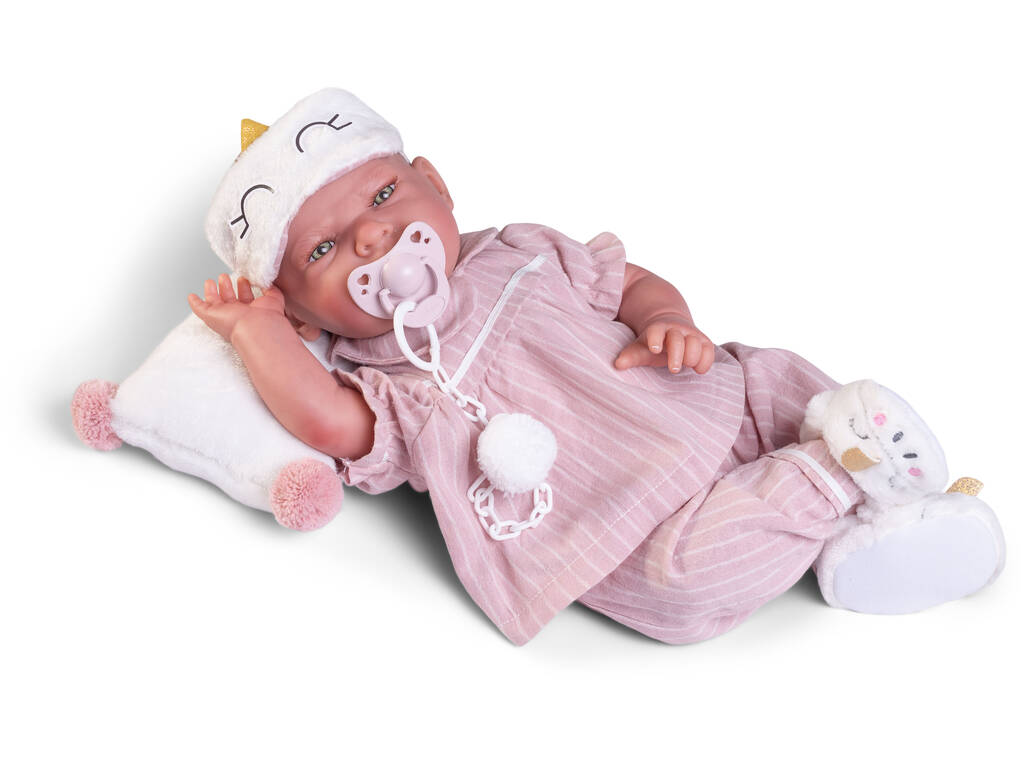 Bambola Bebè Sweet Reborn Lea da 42 con Pigiama e Maschera Antonio Juan 80323