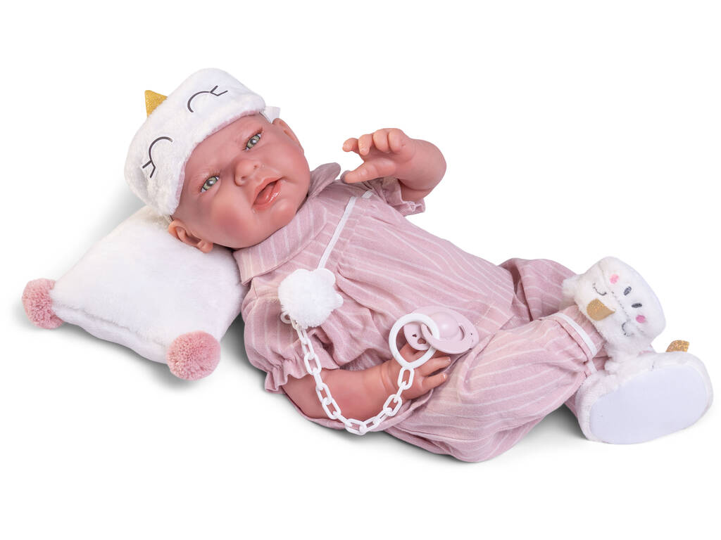 Bambola Bebè Sweet Reborn Lea da 42 con Pigiama e Maschera Antonio Juan 80323