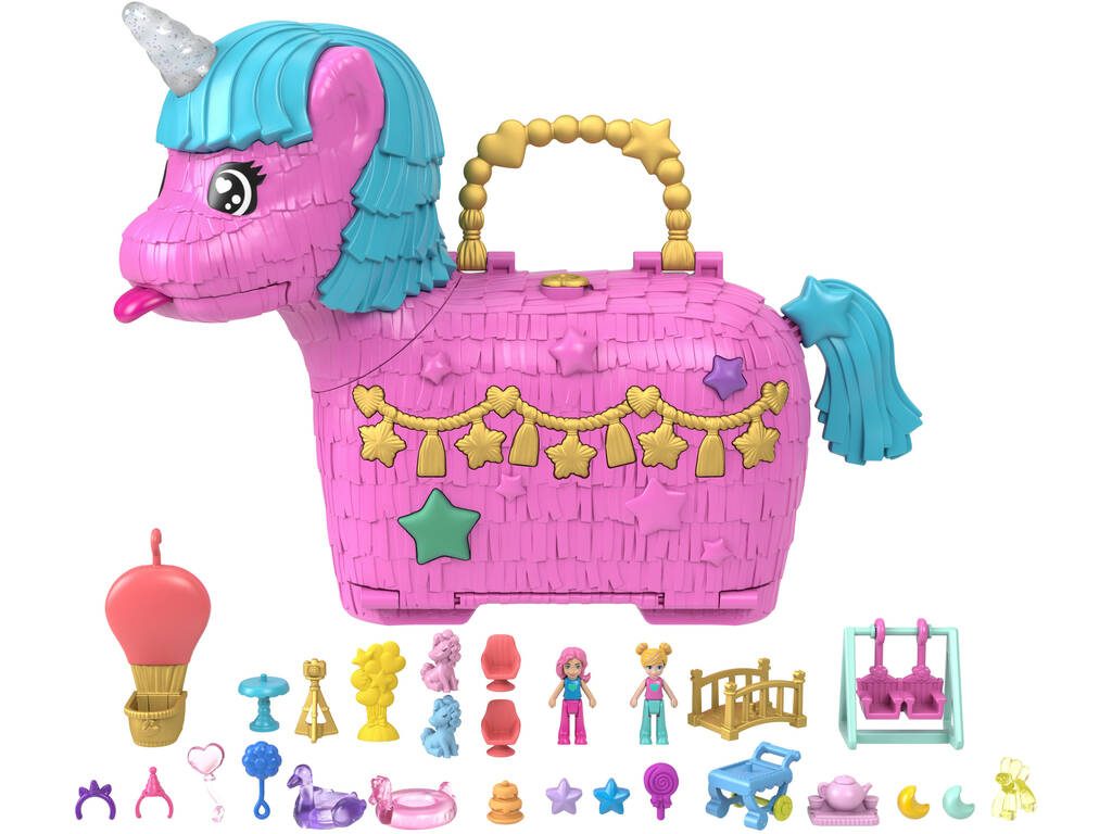 Polly Pocket Mini Puppen Einhorn Partyland Koffer von Mattel HYD96