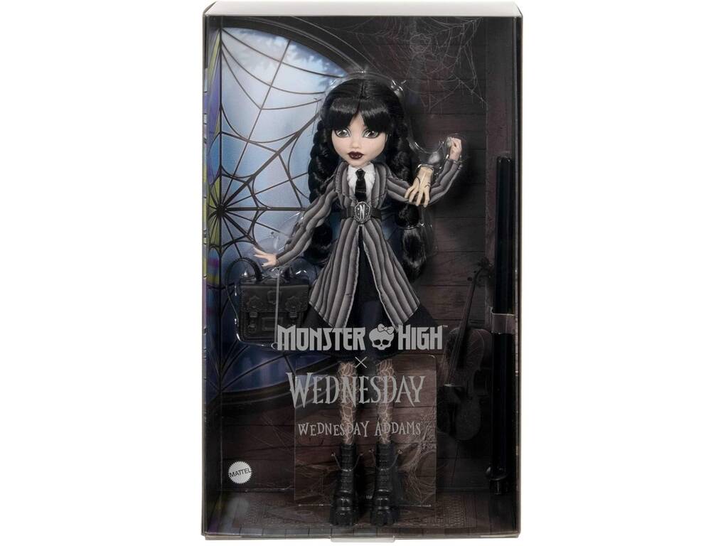 Monster High Poupée Addams du mercredi avec uniforme et chose