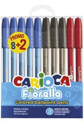 Pack mit 10 Fiorella Kugelschreibern mit 1,0 mm Spitze von Carioca 43367
