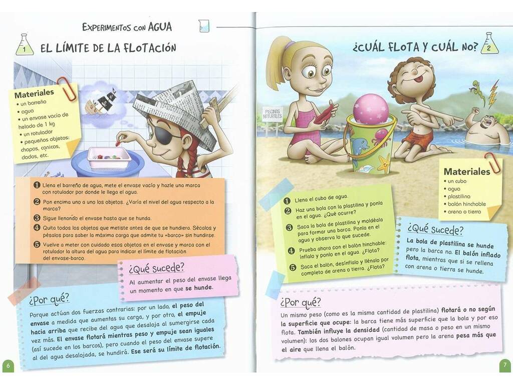 Libro di esperimenti facili con acqua, aria e suono