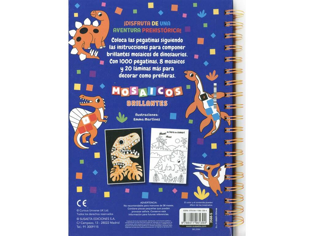 Libro Crea e colora Libro I dinosauri con mosaici brillanti