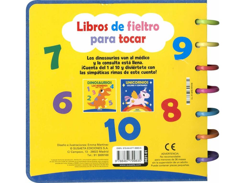 Libro di feltro per toccare i dinosauri I numeri da 1 a 10