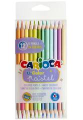 Carioca Pack 12 Lápices de Colores BiColor Pastel