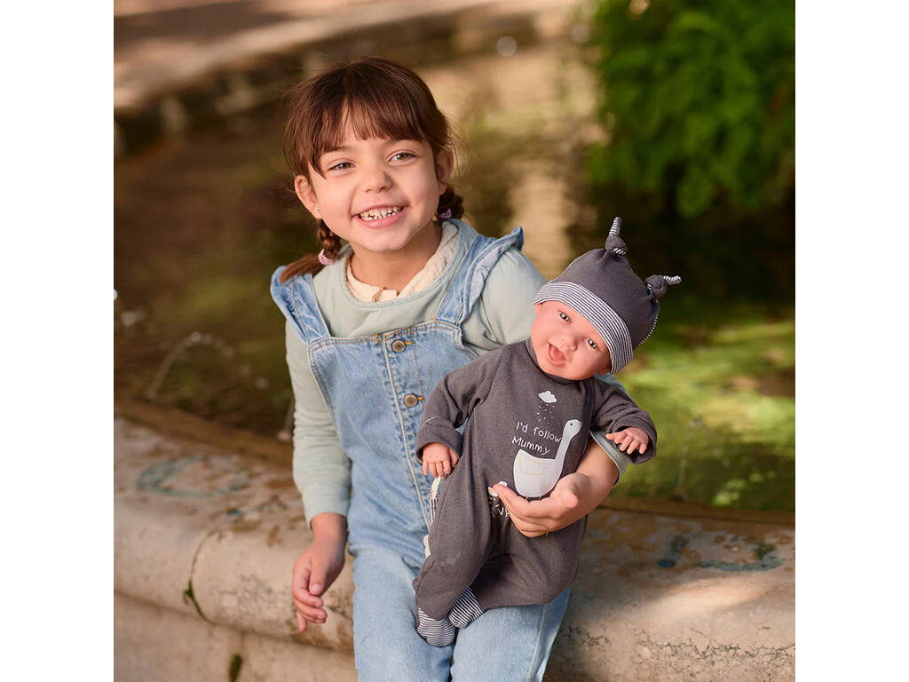 Poupée bébé nouveau-né Mimo Smiles Pyjamas gris 42 cm par Llorens 74107