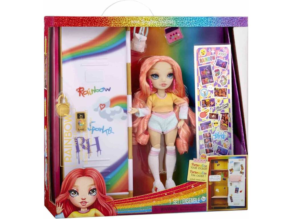 Rainbow High Armadietto personalizzabile con bambola Pinkly Paige e accessori