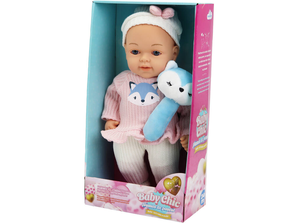 Baby Chic Baby Doll 33 cm avec Baby Animal Toy bleu