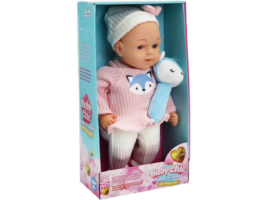 Baby Chic Baby Doll 33 cm avec Baby Animal Toy bleu