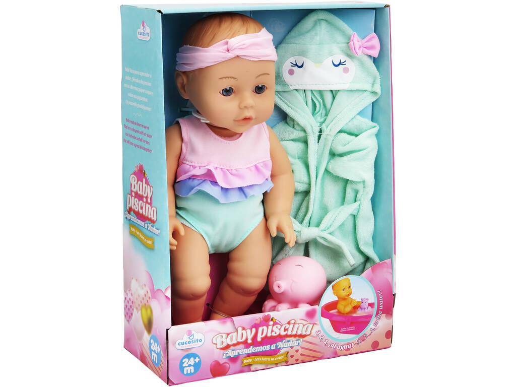 Baby Doll Baby Pool 30 cm avec peignoir vert et jouet de bain